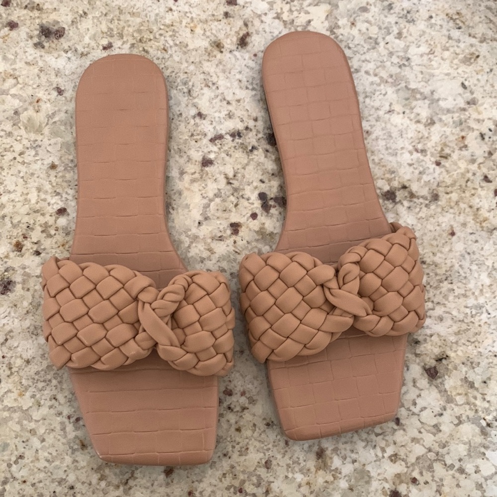 Nude slides sandals